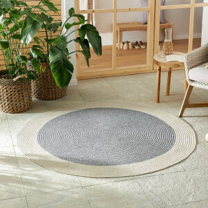 Jute Buitenkleed Braids Rond - Grijs Creme Xcm - Polypropyleen - Dekbed-Discounter.nl