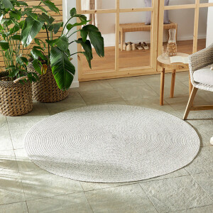Jute Buitenkleed Braids Rond Grijs Ø 200 Cm Laagpolig NORTHRUGS - Dekbed-Discounter.nl