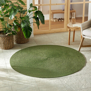 Jute Buitenkleed Braids Rond - Groen Xcm - Polypropyleen - Dekbed-Discounter.nl