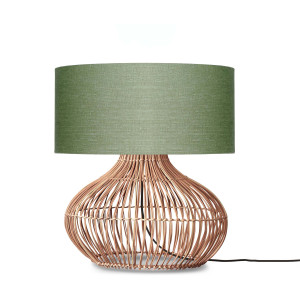 GOOD&MOJO Tafellamp 'Kalahari' Rotan en linnen, 65cm, kleur Naturel/Groen