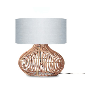 GOOD&MOJO Tafellamp 'Kalahari' Rotan en linnen, 65cm, kleur Naturel/Lichtgrijs
