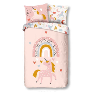 Kinderdekbedovertrek Katoen - 140x200 Cm Roze - Dieren - Good Morning - Dekbed-Discounter.nl