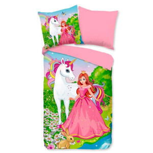 Kinderdekbedovertrek Katoen 140x200 Cm Roze & Meerkleurig Natuur & Bloemen & Dieren Good Morning - Meisjes & Kids - 140x200 Cm (Junior) - Good - Dekbed-Discounter.nl