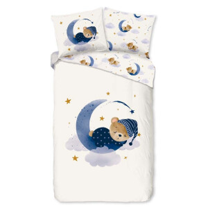 Kinderdekbedovertrek Katoen - 140x200 Cm Wit & Meerkleurig - Dieren & Stippen - Good Morning - Dekbed-Discounter.nl