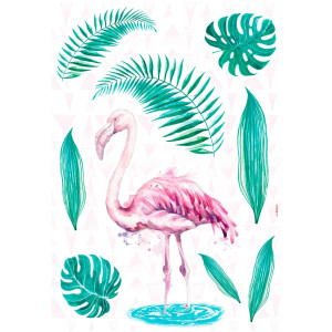 Komar Wandfolie Flamingo 50x70 cm (breedte x hoogte), zelfklevende wandtattoo (set, 9-delig)