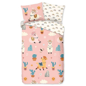 Kinderdekbedovertrek Katoen - 140x200 cm / Roze - Dessin: Dieren - Good Morning - Dekbed-Discounter.nl