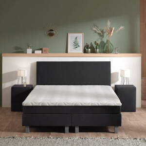 1-Persoons LEEGVERKOOP Boxspring Julia Relax - Zwart 90x200 cm - Pocketvering - Inclusief Topper - Dekbed-Discounter.nl