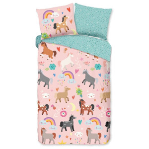 Kinderdekbedovertrek Katoen - 140x200 cm / Roze - Dessin: Dieren, Natuur - Good Morning - Dekbed-Discounter.nl