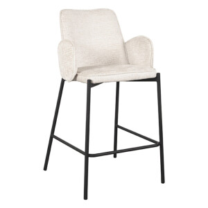 LABEL51 Barkruk 'Joni' Elegance stof, kleur Crème (zithoogte 65cm)