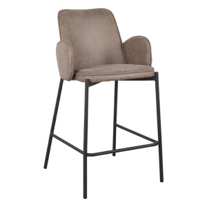 LABEL51 Barkruk 'Joni' Micro Suede, kleur Taupe (zithoogte 65cm)