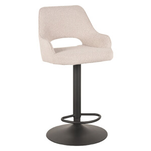 LABEL51 Draaibare Barkruk 'Fer' Bouclé, kleur Naturel (zithoogte 64-84cm)