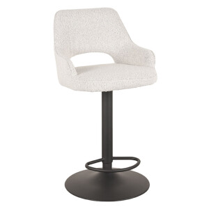 LABEL51 Draaibare Barkruk 'Fer' Bouclé, kleur Wit (zithoogte 64-84cm)