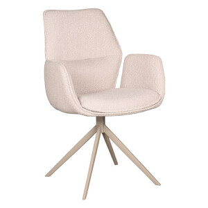 LABEL51 Draaibare Eetkamerstoel 'Mellow' Bouclé, kleur Naturel