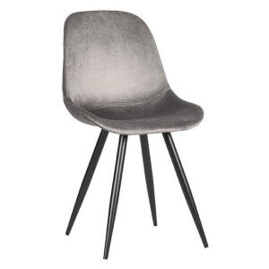 LABEL51 Eetkamerstoel 'Capri', Fluweel, kleur Grijs