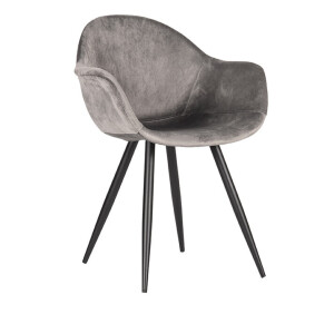 LABEL51 Eetkamerstoel 'Forli', Velvet, kleur Grijs