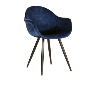LABEL51 Eetkamerstoel 'Forli',Velvet, kleur Blauw