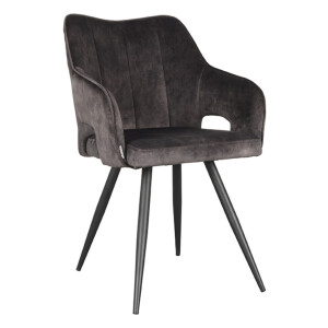 LABEL51 Eetkamerstoel 'Noud' Velvet, kleur Antraciet