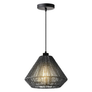 LABEL51 Hanglamp 'Ibiza Diamond' Jute, 1-lamps, kleur Zwart