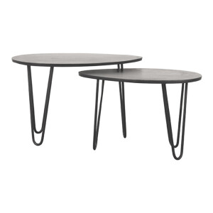 LABEL51 Organische Salontafel 'Frisk' Set van 2 stuks, Zwart Mangohout