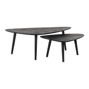 LABEL51 Organische Salontafel 'Rock' Mangohout, Set van 2 stuks, kleur Zwart