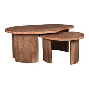 LABEL51 Organische Salontafel 'Timon' Espresso Mangohout, Set van 2 stuks