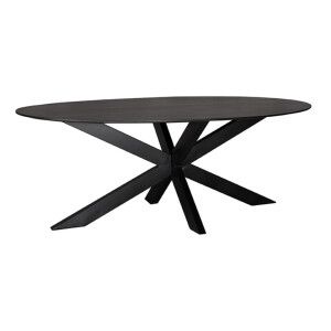 LABEL51 Ovale Eettafel 'Zion' 210 x 100cm, Mangohout, kleur Zwart
