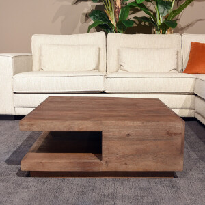 LABEL51 Vierkante Salontafel 'Square' Espresso Mangohout, 80 x 80 cm