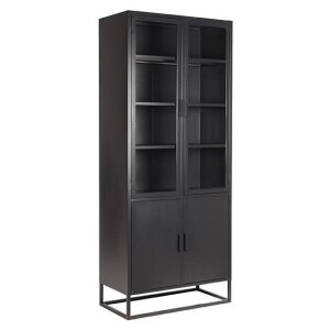 LABEL51 Vitrinekast 'Level', Metaal, 80 x 40 x 190cm, kleur Zwart