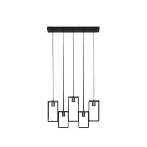 Light & Living Hanglamp 'Divera' 5-Lamps, mat zwart