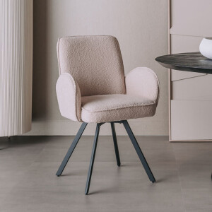Tower Living Draaibare Eetkamerstoel 'Livo' Bouclé, kleur Beige