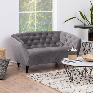 Bank 'Loes' 2-zits, Velvet, kleur donkergrijs