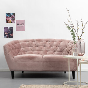 Bank 'Loes' 2-zits, Velvet, kleur roze