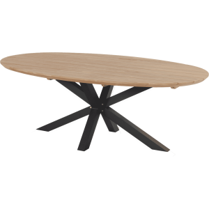 Hartman Ovale Tuintafel 'Stephanie' Teakhout, 240 x 140cm, kleur Naturel/Zwart