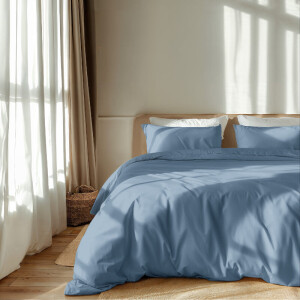 Dekbedovertrek Luna Uni Effen Blauw 240x200 Cm Luna Bedding - Dekbed-Discounter.nl