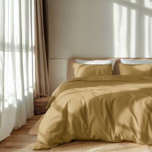 Dekbedovertrek Luna Uni Effen Okergeel 240x200 Cm Luna Bedding - Dekbed-Discounter.nl