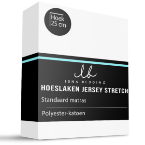 Hoeslaken - Jersey Stretch - 180x200cm - Wit - Luna Bedding - Dekbed-Discounter.nl