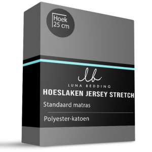 Hoeslaken - Jersey Stretch - 180x200cm - Antraciet - Luna Bedding - Dekbed-Discounter.nl