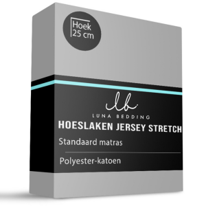 Hoeslaken - Jersey Stretch - 180x200cm - Licht Grijs - Luna Bedding - Dekbed-Discounter.nl