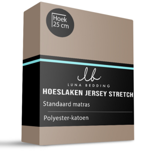 Hoeslaken - Jersey Stretch - 160x200cm - Taupe - Luna Bedding - Dekbed-Discounter.nl