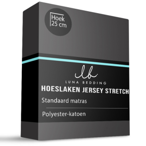 Hoeslaken - Jersey Stretch - 140x200cm - Zwart - Luna Bedding - Dekbed-Discounter.nl