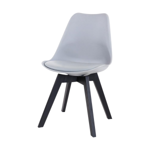 Madera eetkamerstoel lichtgrijs - zwart houten onderstel