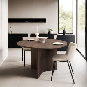 Stalux Ronde Eettafel 'Mae' 120cm, kleur bruin notenhout
