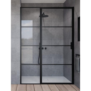 Marenza Bellini Douchedeur - 130x200cm - vast paneel - frame lines buitenzijde - anti kalk - mat zwart SAG6221-130B