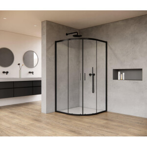 Marenza Casus Douchecabine - 80x80x200cm - kwartrond - helder glas - profiel - mat zwart SAO2142-MB80x80