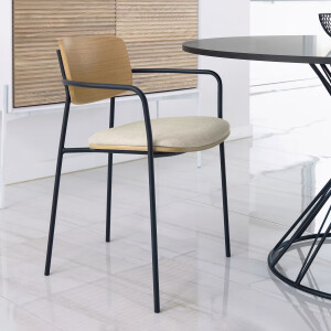 Kave Home Eetkamerstoel 'Maureen' Eiken, kleur Zwart