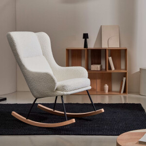 Kave Home Schommelstoel 'Maustin' Bouclé, kleur Wit