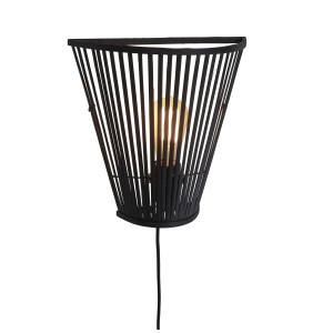 GOOD&MOJO Wandlamp 'Merapi' Bamboe, 30cm, kleur Zwart