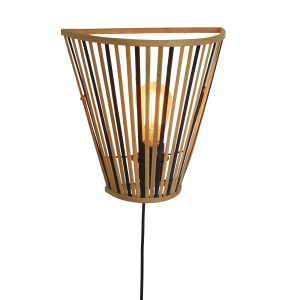 GOOD&MOJO Wandlamp 'Merapi' Bamboe, 30cm, kleur Naturel/Zwart