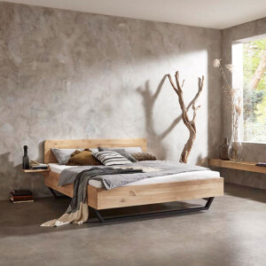 Houten Bed 'Mine' massief eiken - 180 x 210 cm - Zonder 2 nachtkastjes