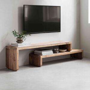 MUST Living TV-meubel uitschuifbaar 'Motus' Teakhout,125/140cm